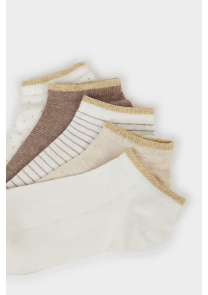 Kadın Parıltılı 5'li Pamuklu Patik Çorap