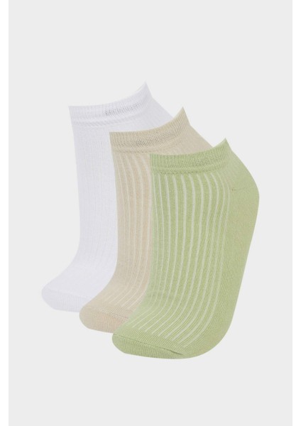 Kadın 3'lü Pamuklu Patik Çorap F5430AXNS