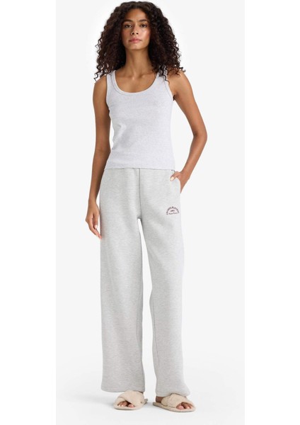 Regular Fit Yuvarlak Yaka Kolsuz Ribana Pijama Üstü-Fall in Love F0110AX25SM