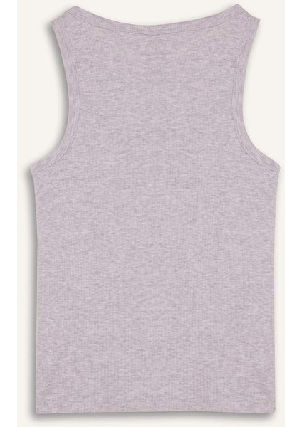 Regular Fit Yuvarlak Yaka Kolsuz Ribana Pijama Üstü-Fall in Love F0110AX25SM