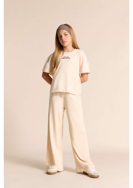 Kız Çocuk 2'li Takım Kısa Kollu Baskılı Tişört Eşofman Altı F5035A825AU