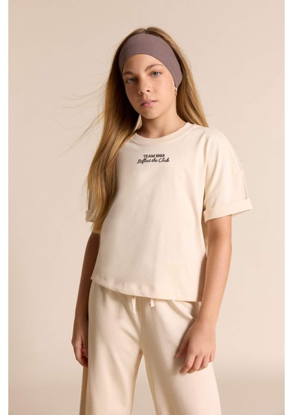 Kız Çocuk 2'li Takım Kısa Kollu Baskılı Tişört Eşofman Altı F5035A825AU