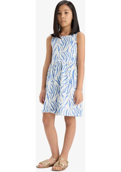 Kız Çocuk Desenli Kolsuz Elbise F5257A825SM