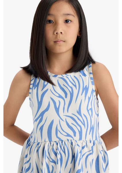 Kız Çocuk Desenli Kolsuz Elbise F5257A825SM