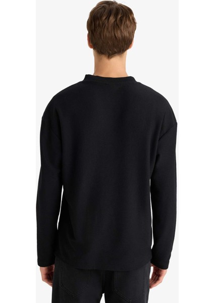 Boxy Fit Rahat Kesim Bisiklet Yaka Yumuşak Kumaş Basic Düz Sweatshirt F4642AX25AU