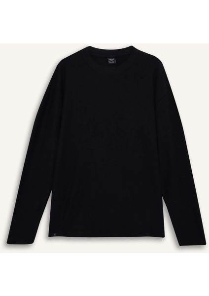 Boxy Fit Rahat Kesim Bisiklet Yaka Yumuşak Kumaş Basic Düz Sweatshirt F4642AX25AU