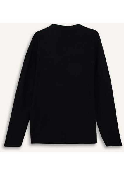 Boxy Fit Rahat Kesim Bisiklet Yaka Yumuşak Kumaş Basic Düz Sweatshirt F4642AX25AU