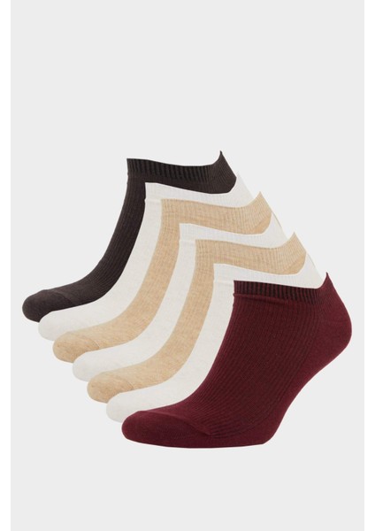 Kadın Rahat Lastikli 7'li Pamuklu Patik Çorap F5657AXNS