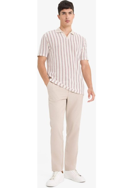 Regular Fit Polo Yaka Çizgili Kısa Kollu Tişört F1858AX25AU