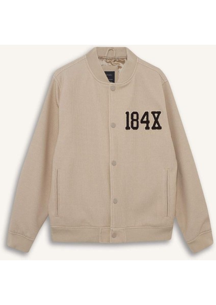 Regular Fit Bomber Kolej Yaka Nakış Detaylı İç Cepli Çıtçıtlı Mont F5096AX25AU