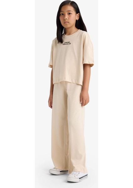 Kız Çocuk 2'li Takım Kısa Kollu Baskılı Tişört Eşofman Altı F5035A825AU