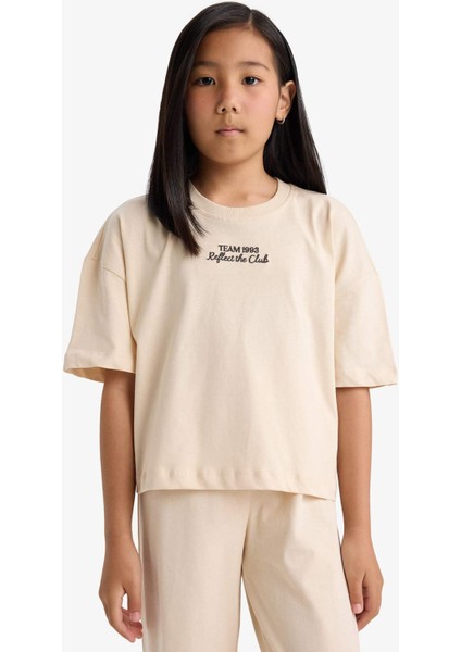 Kız Çocuk 2'li Takım Kısa Kollu Baskılı Tişört Eşofman Altı F5035A825AU