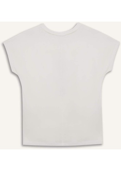 Bisiklet Yaka Çiçek Baskılı Kısa Kollu Tişört F5098AX25SM