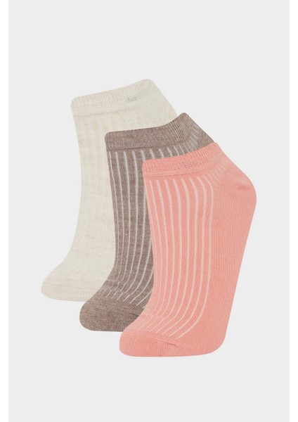 Kadın 3'lü Pamuklu Patik Çorap F5430AXNS