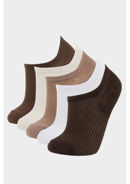 Kadın 5'li Pamuklu Sneaker Çorap F5429AXNS