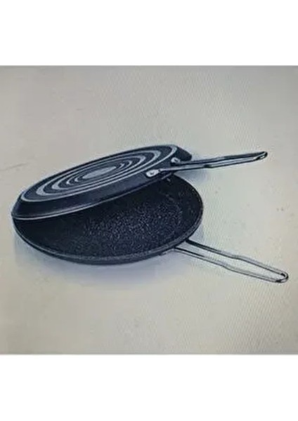 Pratiko 32 cm İkiz Börek ve Balık Tavası Teflon Kaplama Ergonomik Kulplar Gri