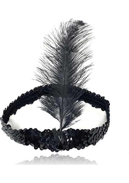 Siyah Renk Çarliston Başlık 90 Lı Yıllar 80 Li Yıllar Tüylü Saç Bandı fırsatları