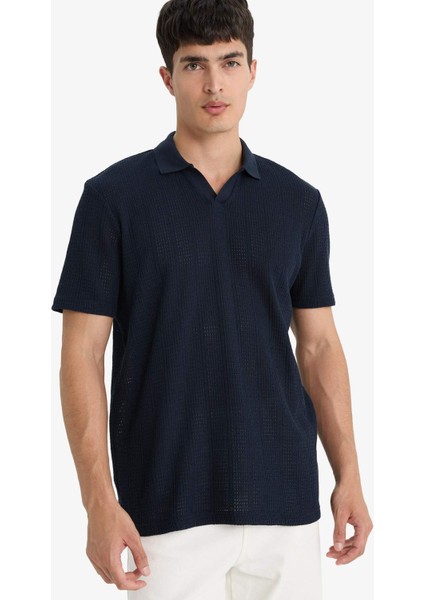 Triko Görünümlü Polo Yaka Delikli Kısa Kollu Tişört F4318AX25AU