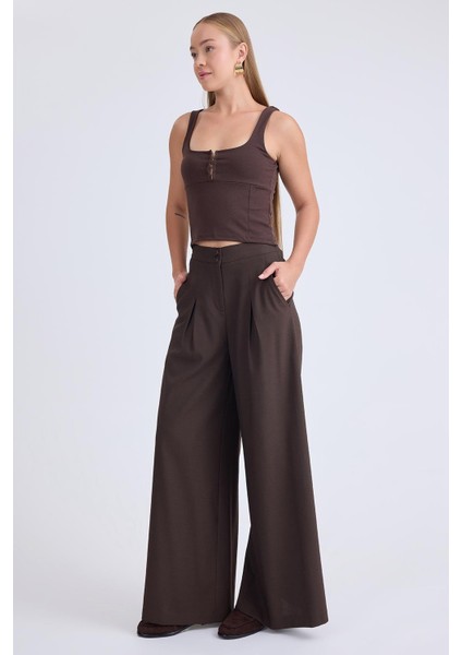 Iki Düğme Beli Lastikli Pileli Pantolon indirimleri