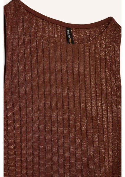 Slim Fit Dar Kesim Bisiklet Yaka Simli Kumaş Atlet F5509AX25SM