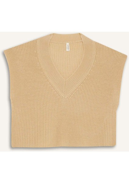 Kız Çocuk Oversize Geniş Kalıp V Yaka Triko Süveter F2625A825AU