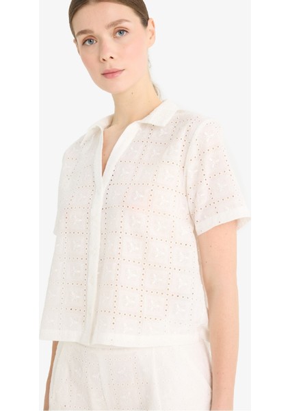 Regular Fit Brode Kısa Kollu Gömlek F5857AX25SM