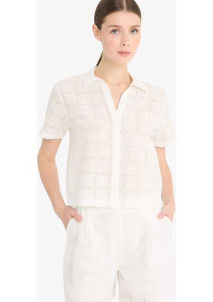 Regular Fit Brode Kısa Kollu Gömlek F5857AX25SM