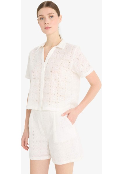 Regular Fit Brode Kısa Kollu Gömlek F5857AX25SM