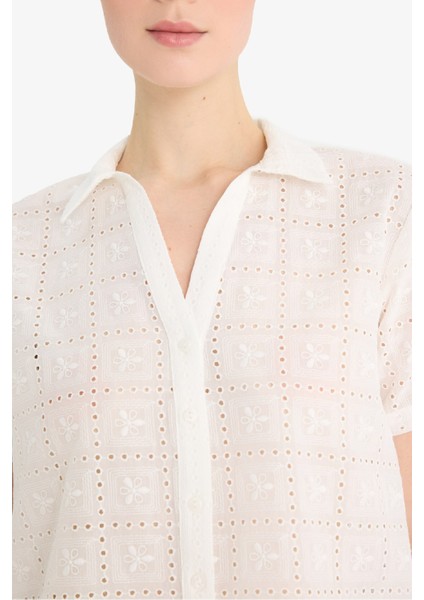 Regular Fit Brode Kısa Kollu Gömlek F5857AX25SM