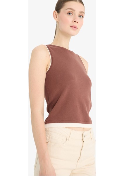 Slim Fit Dar Kesim Bisiklet Yaka Basic Düz Ribana Atlet F5581AX25SM