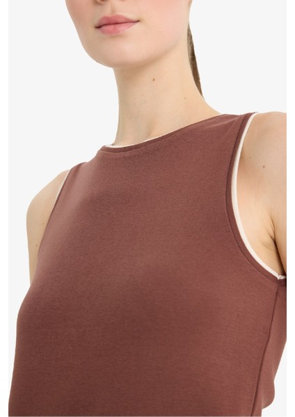 Slim Fit Dar Kesim Bisiklet Yaka Basic Düz Ribana Atlet F5581AX25SM