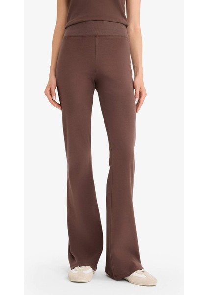 Fitted 2'li Ribana Takım Kısa Kollu Tişört İspanyol Paça Tayt F5586AX25SM