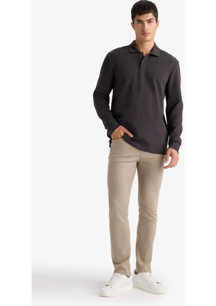 Regular Fit Polo Yaka Waffle Sweatshirt F0301AX25AU
