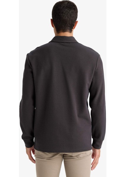 Regular Fit Polo Yaka Waffle Sweatshirt F0301AX25AU