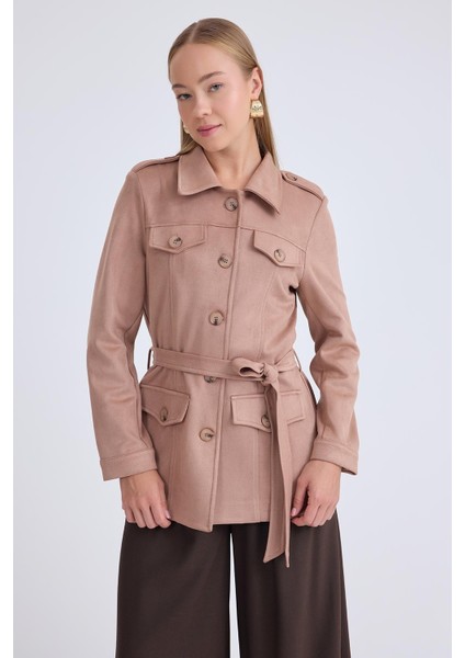 Beli Kuşaklı Düğmeli Süet Ceket indirimleri