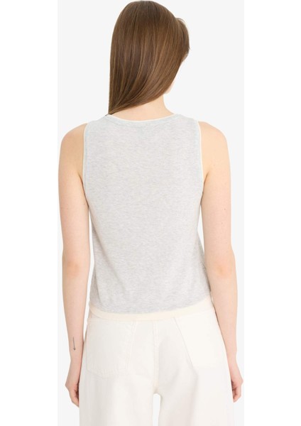 Slim Fit Dar Kesim Bisiklet Yaka Basic Düz Ribana Atlet F5581AX25SM