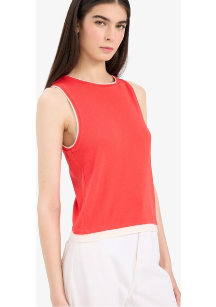 Slim Fit Dar Kesim Bisiklet Yaka Ribana Atlet F5581AX25SM