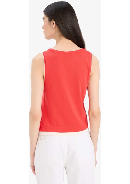 Slim Fit Dar Kesim Bisiklet Yaka Ribana Atlet F5581AX25SM