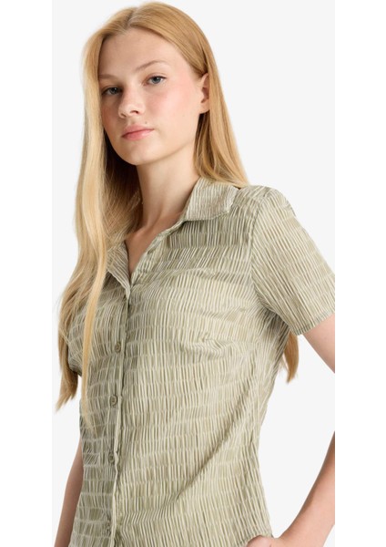 Coool Fitted Dokulu Kısa Kollu Gömlek F4849AX25AU