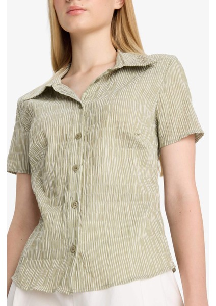 Coool Fitted Dokulu Kısa Kollu Gömlek F4849AX25AU