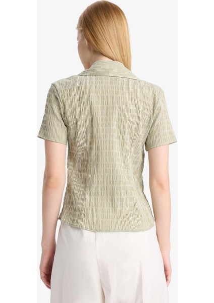 Coool Fitted Dokulu Kısa Kollu Gömlek F4849AX25AU