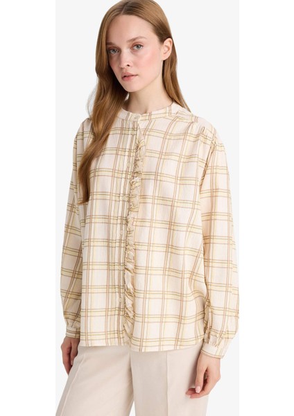 Relax Fit Ekose Desenli Uzun Kollu Tunik F4868AX25AU
