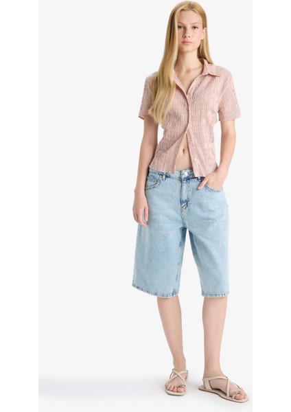 Coool Fitted Dokulu Kısa Kollu Gömlek F4849AX25AU