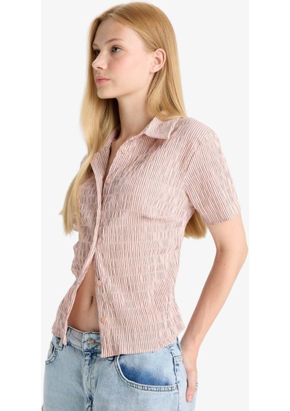 Coool Fitted Dokulu Kısa Kollu Gömlek F4849AX25AU