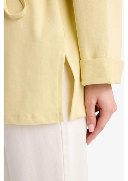 Loose Fit Bisiklet Yaka Uzun Kollu Tunik