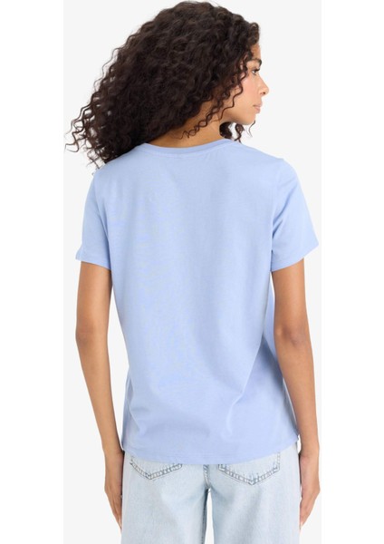 Regular Fit Bisiklet Yaka Baskılı Penye Kısa Kollu Tişört F5890AX25SM