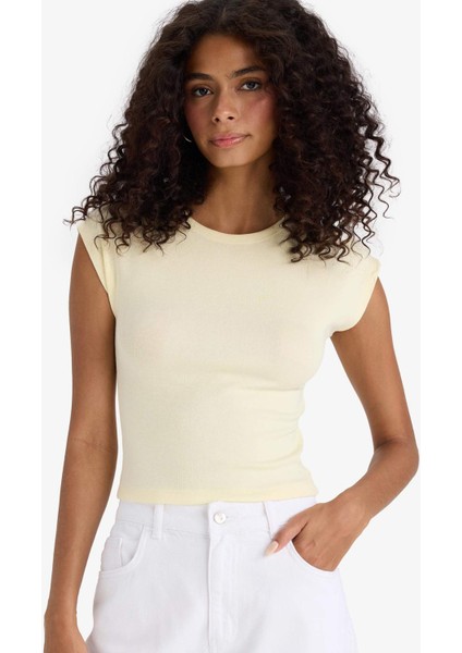 Slim Fit Dar Kesim Bisiklet Yaka Basic Düz Modal Kısa Kollu Tişört F0685AX25SP