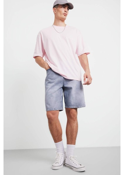 %100 Pamuk Loose Fit Rahat Kesim Bisiklet Yaka Baskılı Kısa Kollu Tişört F5732AX25AU