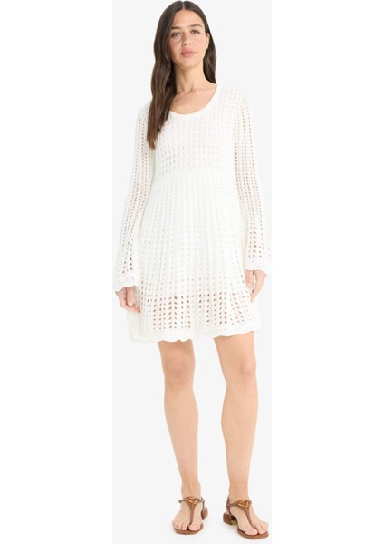 A Kesim Ajurlu Uzun Kollu Triko Elbise F4958AX25SM