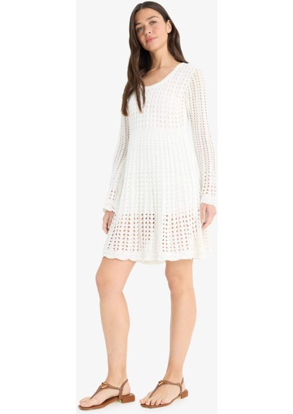 A Kesim Ajurlu Uzun Kollu Triko Elbise F4958AX25SM